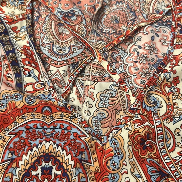 RED PAISLEY OFF THE SHOULDER DRESS SIZE 2X NEW - Picture 4 of 5